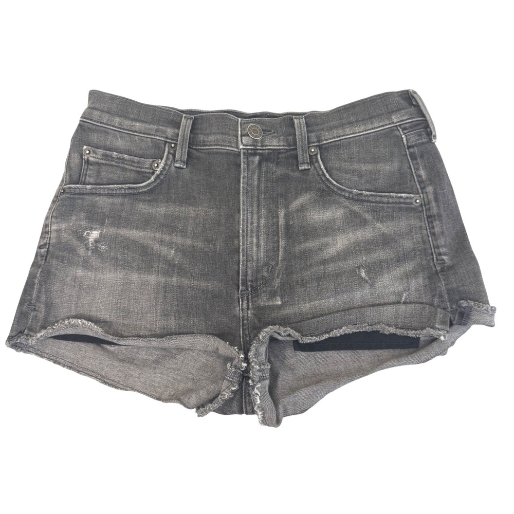 AGOLDE Denim Shorts Womens 26 High‎ Rise Distressed Raw Hem Faded Black